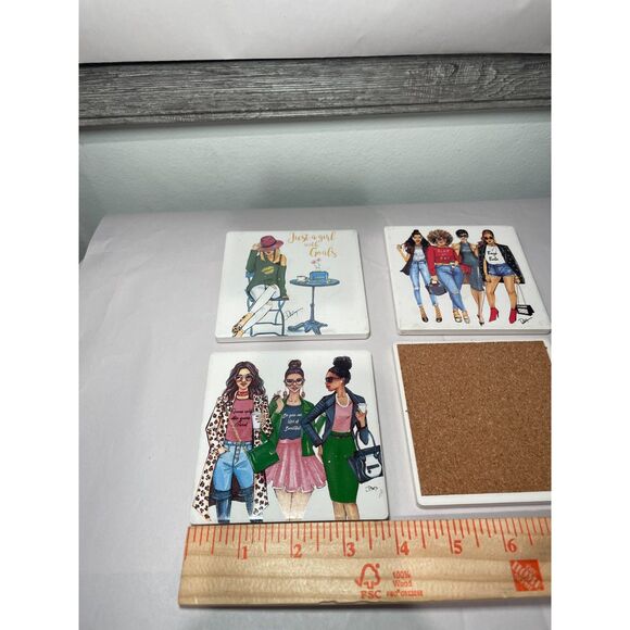 Rongrong DeVoe 4 coasters Girl Power Friends Fashionista Goals Fashion‎ Inspire - Picture 5 of 5